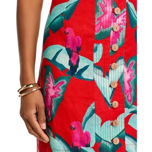FARM Rio Summer Foliage Linen Mini Dress Size M - Picture 7 of 10